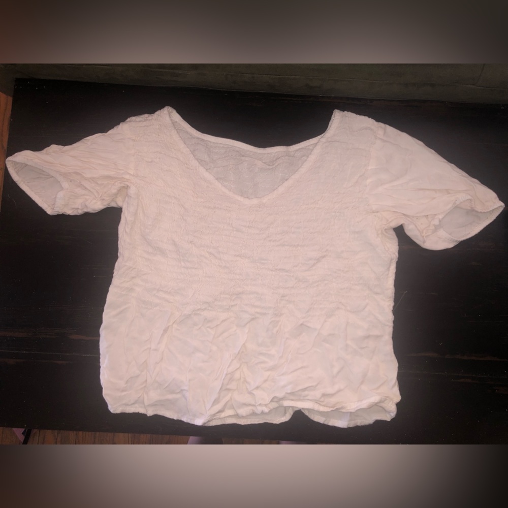 Boho white cropped shirt size M